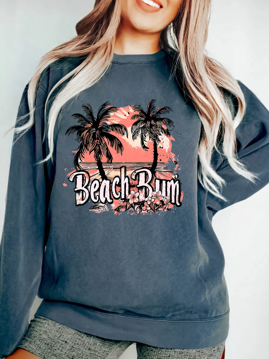 Vintage Beach Bum Oversize Graphic Sweatshirt