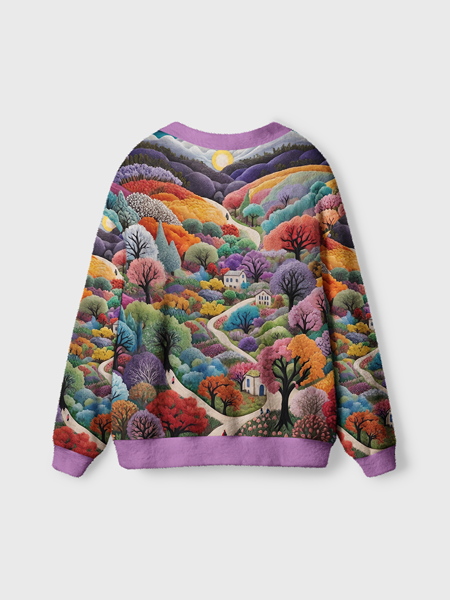 Vintage Fantastic Colorful Autumn Valley Cardigan Sweaters