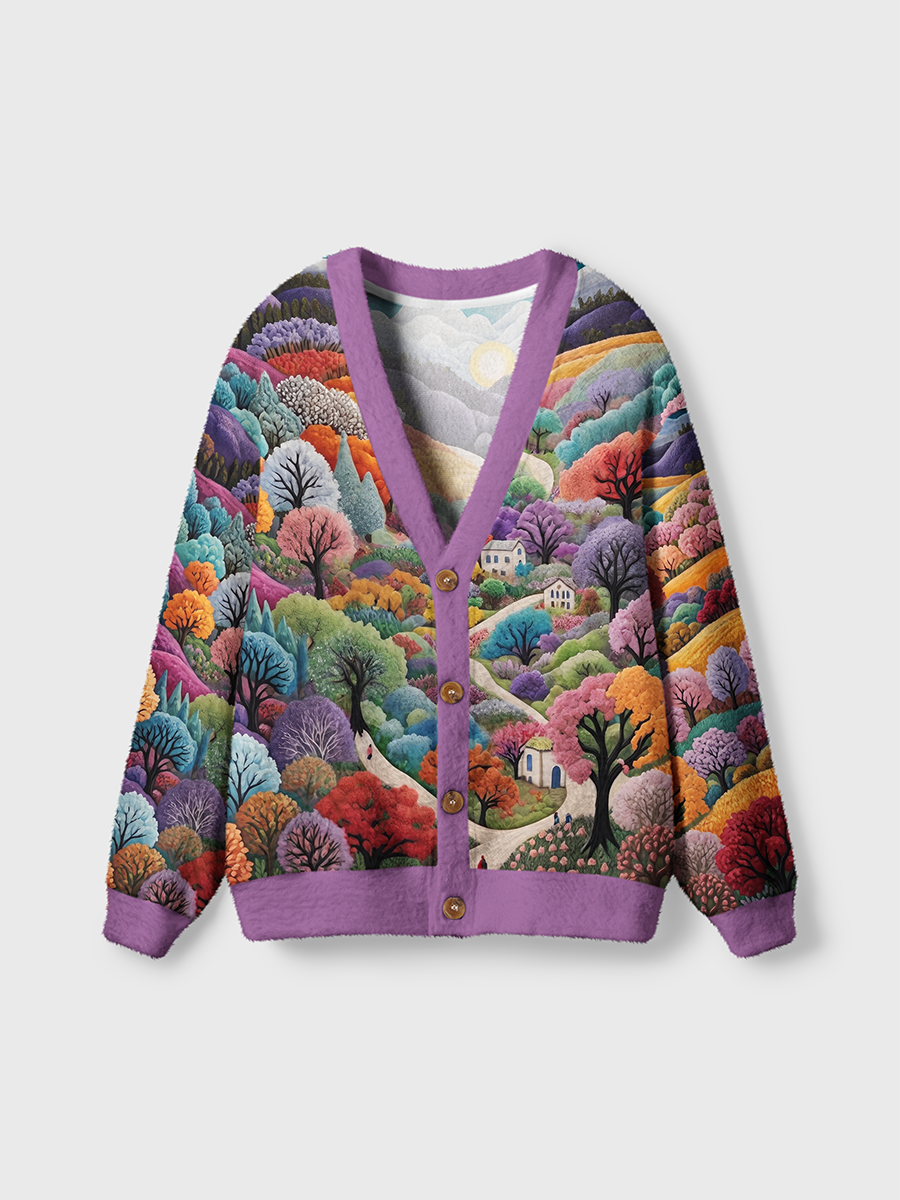 Vintage Fantastic Colorful Autumn Valley Cardigan Sweaters