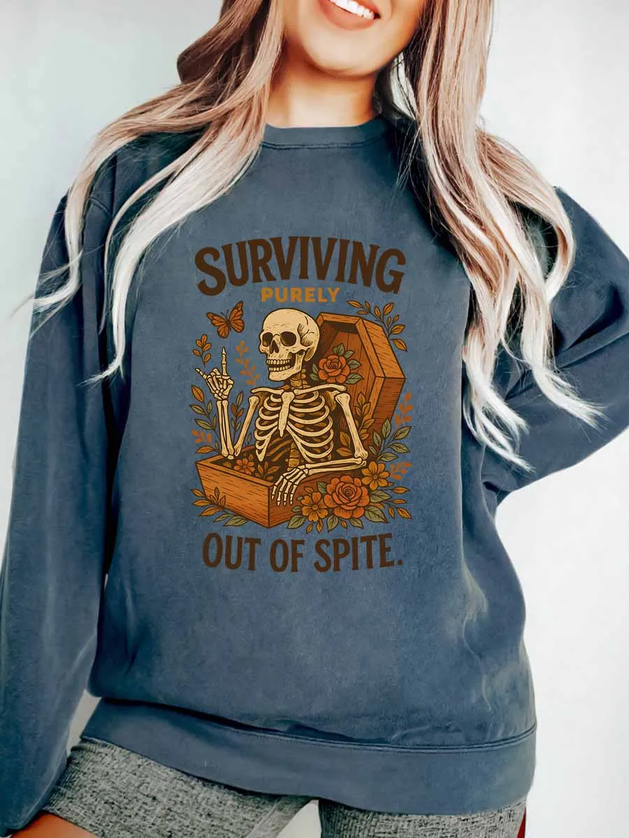 Vintage Surviving Out Of Spite Oversize Graphic Sweatshirt