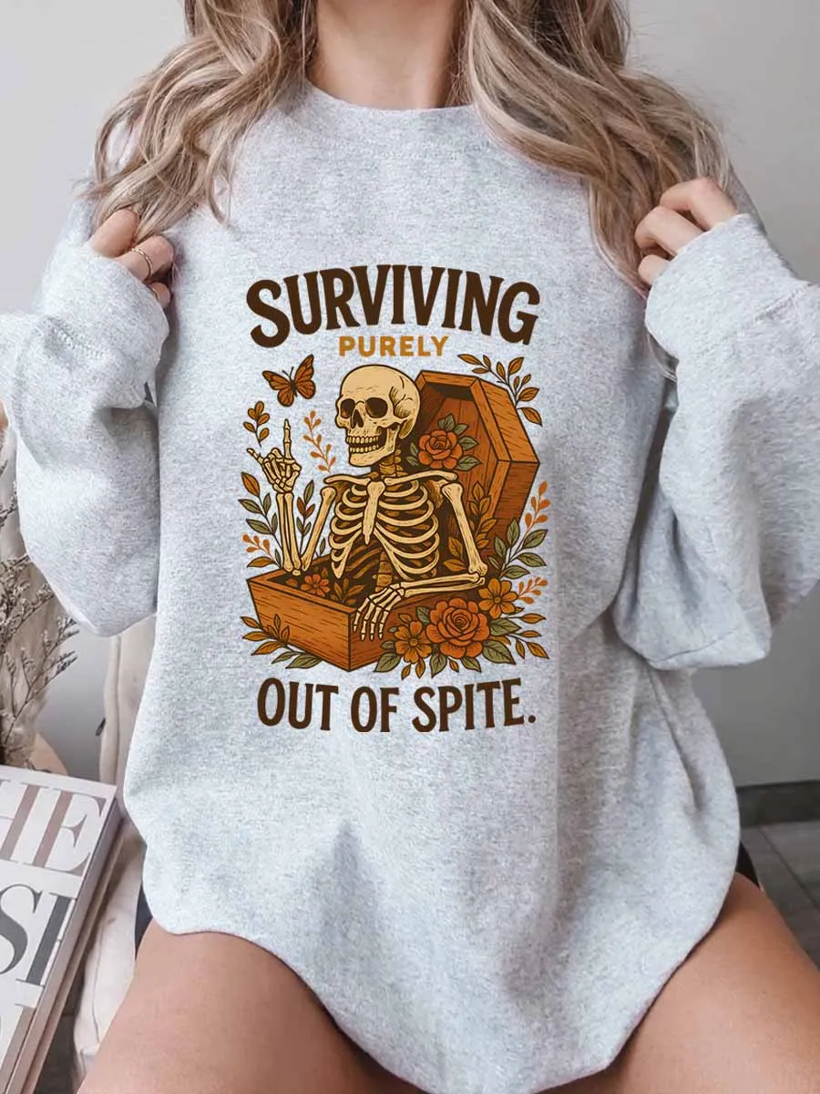 Vintage Surviving Out Of Spite Oversize Graphic Sweatshirt
