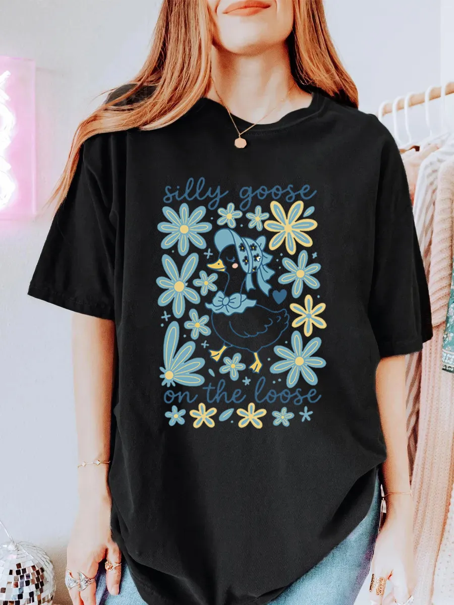 Vintage Silly Goose On The Loose Oversize Graphic Tee