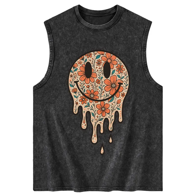 Vintage Smile Flower Washed Tank