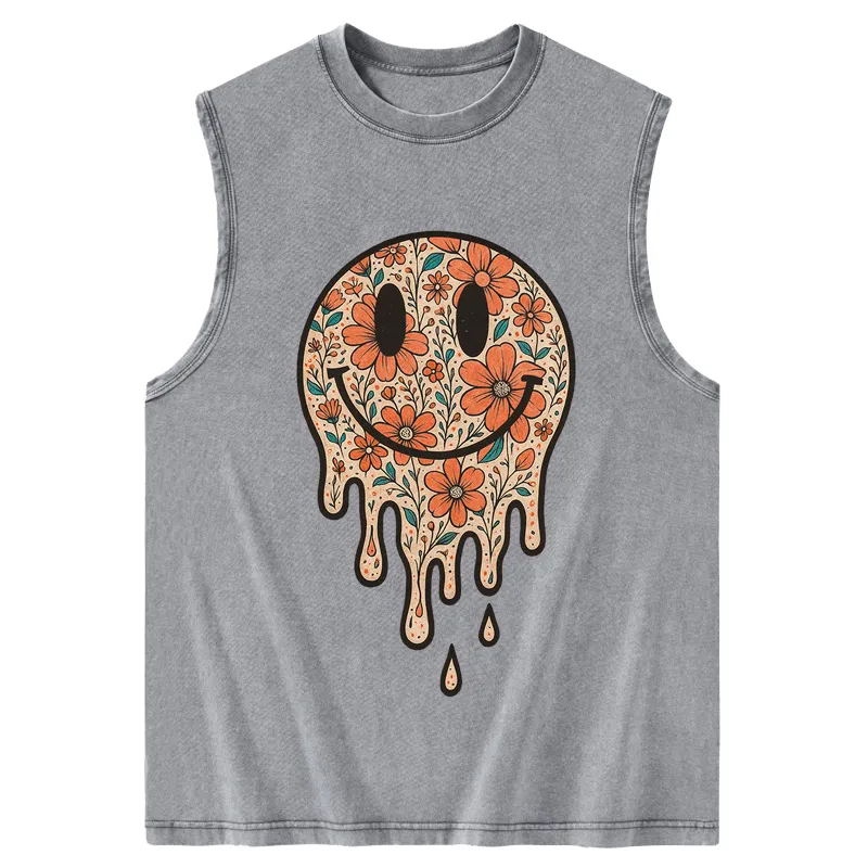 Vintage Smile Flower Washed Tank