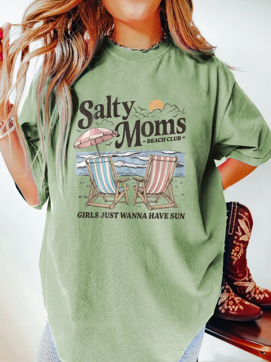 Vintage The Beach Club Oversize Graphic Tee