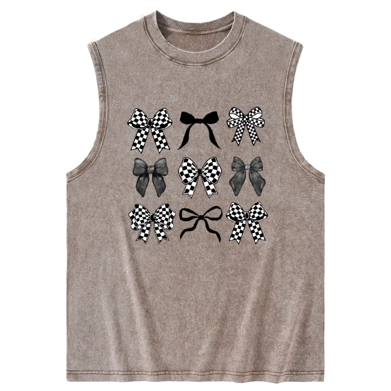 Vintage Checkered Bow Washed Tank