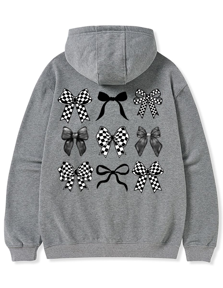 Vintage Checkered Bow Zip Hoodie