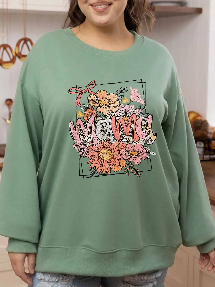 Vintage Floral Mama Oversize Graphic Sweatshirt