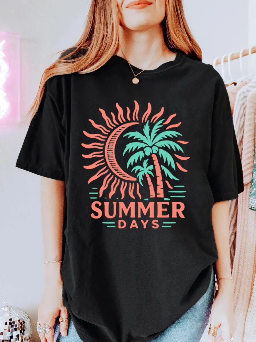 Vintage Summer Days Oversize Graphic Tee