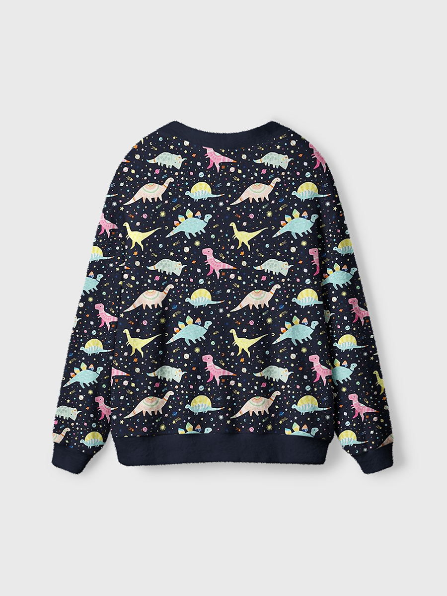 Vintage Dinosaurs and Cosmos Starry Sky Cardigan Sweaters