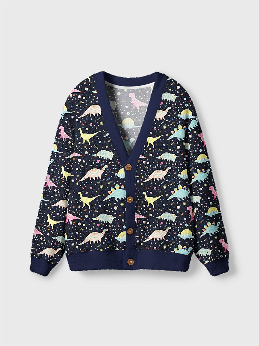 Vintage Dinosaurs and Cosmos Starry Sky Cardigan Sweaters