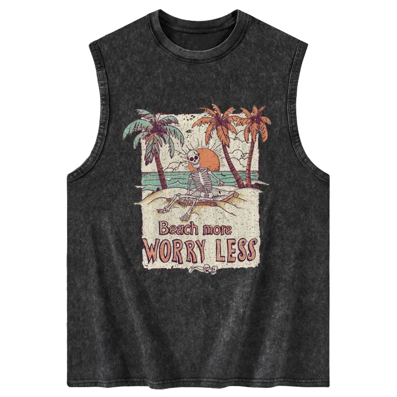 Vintage Beach More Worry Less Washed Tank
