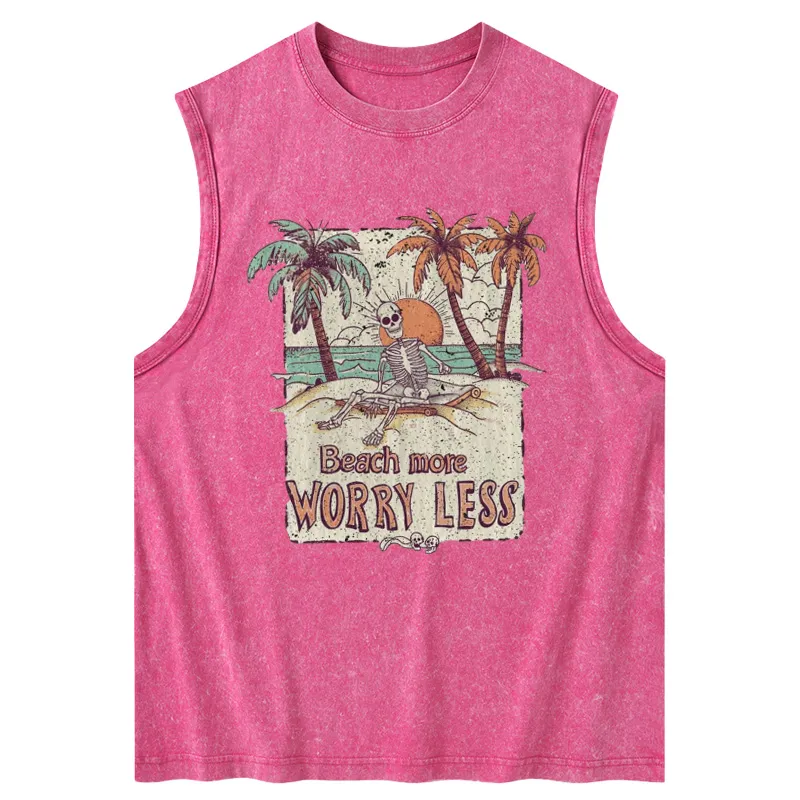 Vintage Beach More Worry Less Washed Tank