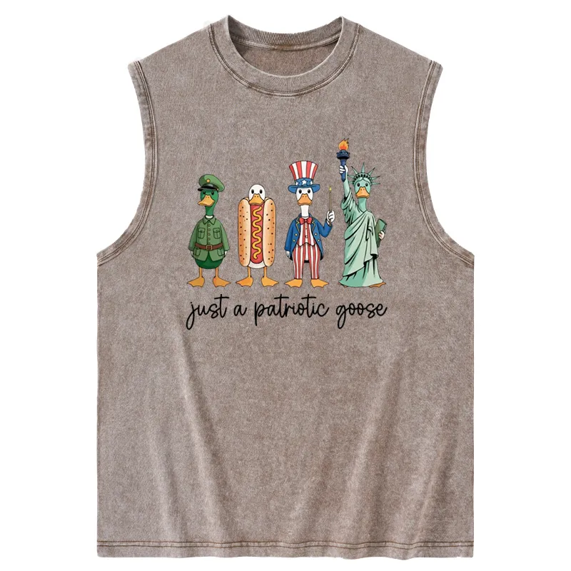 Vintage Patriotic Goose Washed Tank
