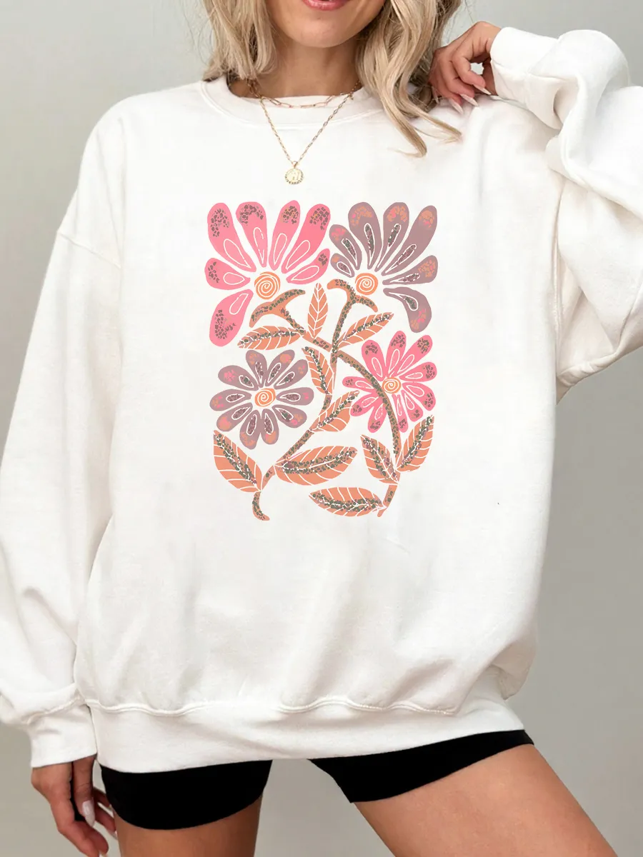 Vintage Daisy Flower Oversize Graphic Sweatshirt