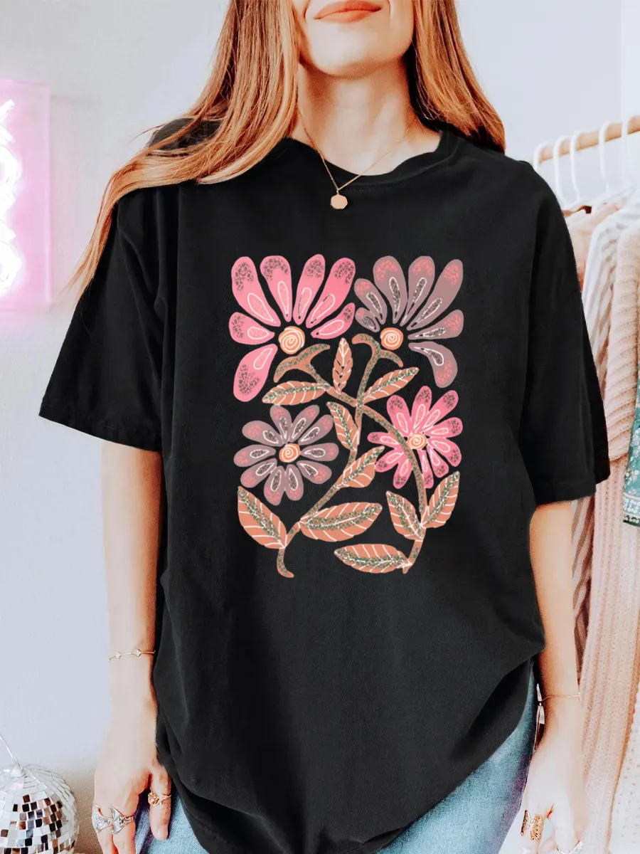Vintage Daisy Flower Oversize Graphic Tee