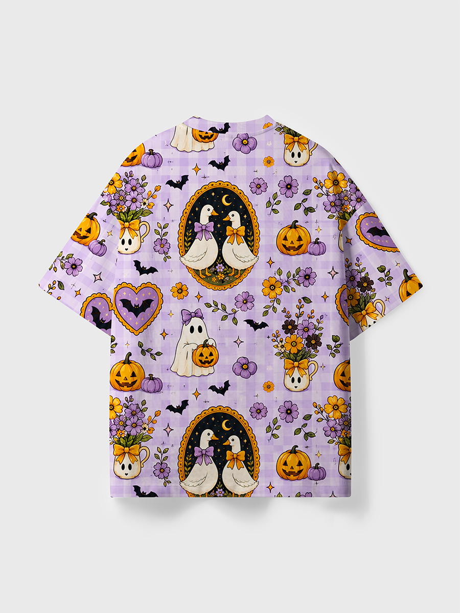 Vintage Gingham Duck Ghost Retro Halloween All Over Print T-Shirt