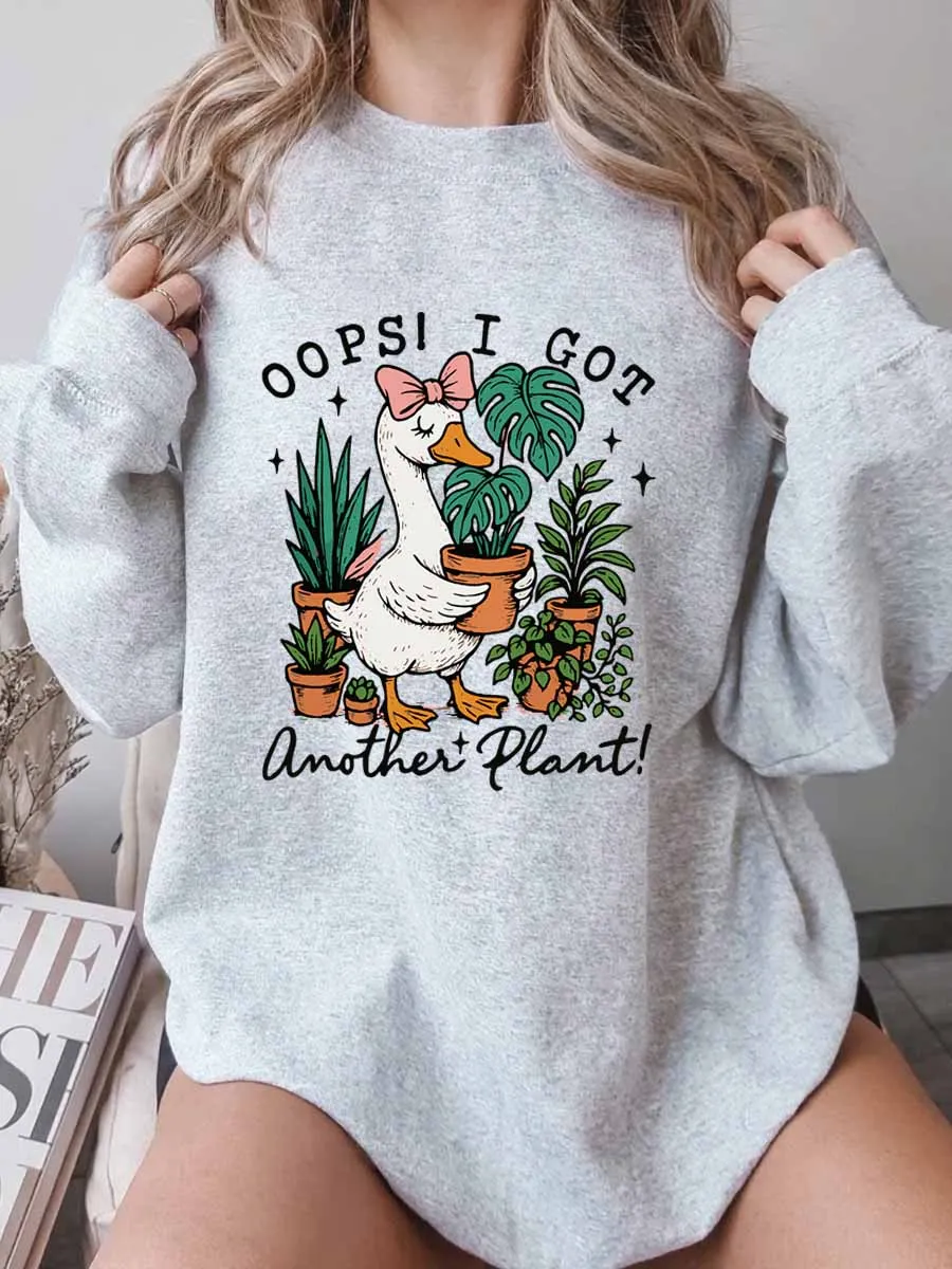 Vintage Oops I Got Another Plant Goose Oversize Graphic Sweatshirt