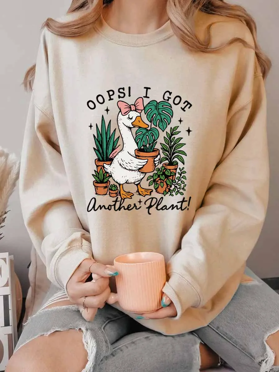 Vintage Oops I Got Another Plant Goose Oversize Graphic Sweatshirt