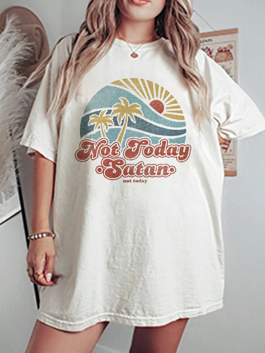 Vintage Not Today Satan Oversize Graphic Tee