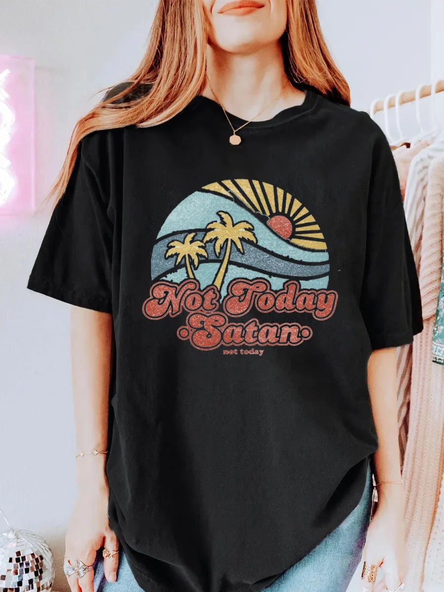 Vintage Not Today Satan Oversize Graphic Tee