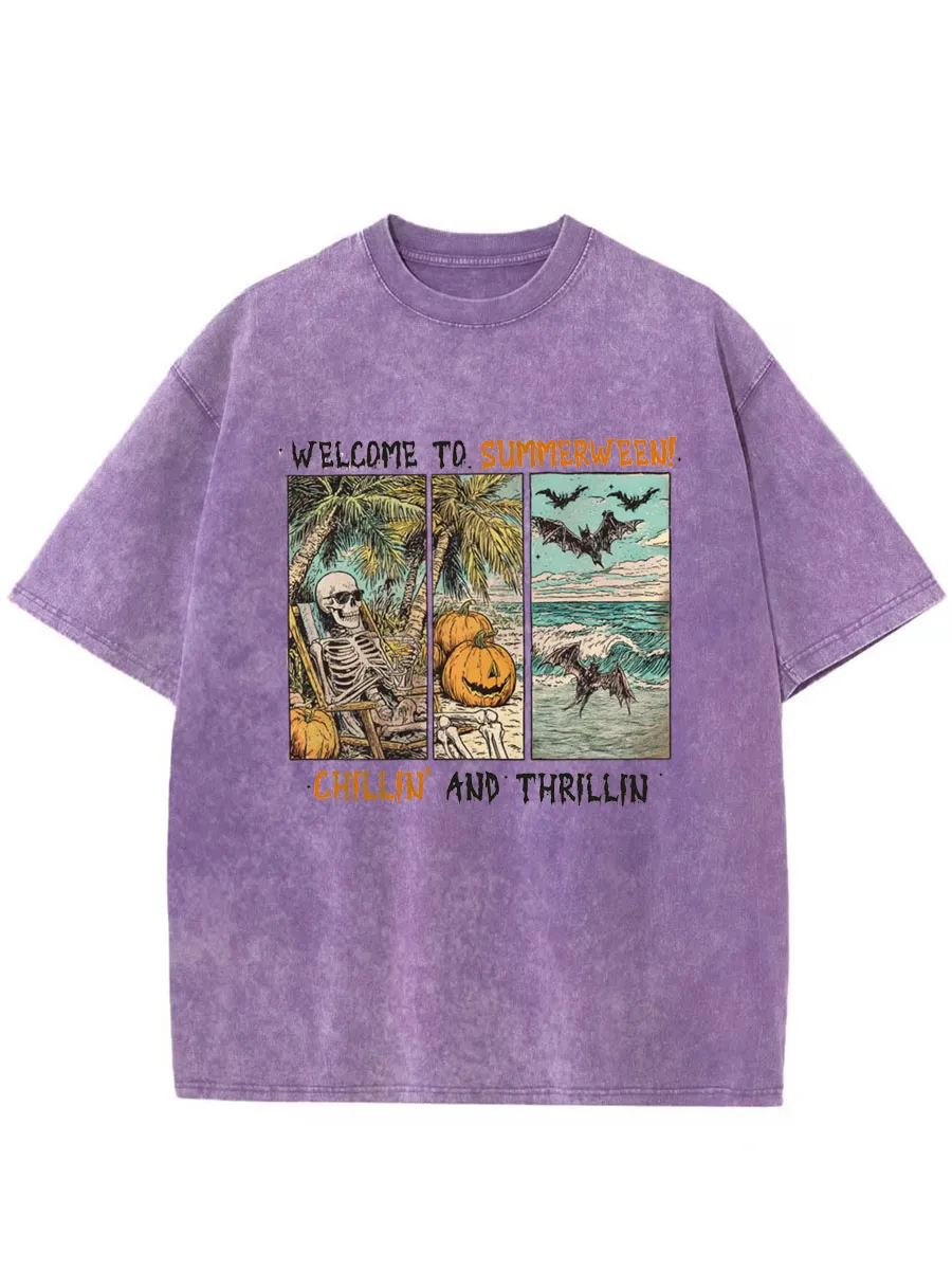 Vintage Welcome To Summerween Oversize Washed T-Shirt