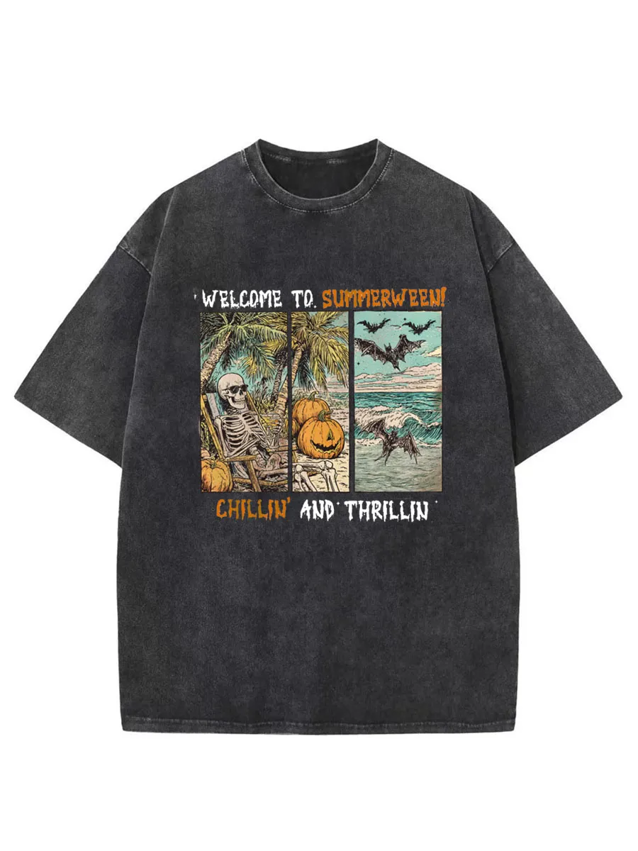 Vintage Welcome To Summerween Oversize Washed T-Shirt