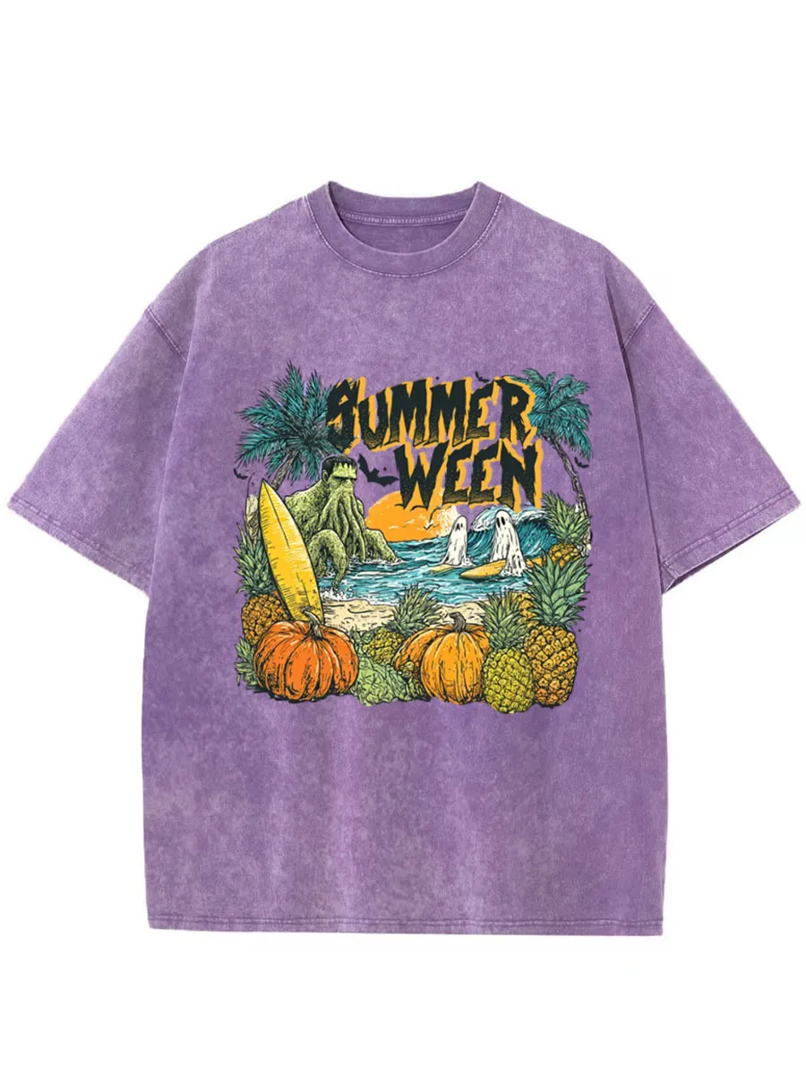 Vintage Summer Halloween Oversize Washed T-Shirt