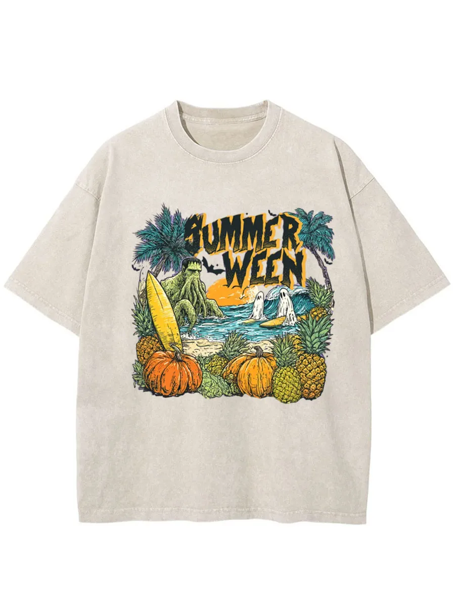 Vintage Summer Halloween Oversize Washed T-Shirt