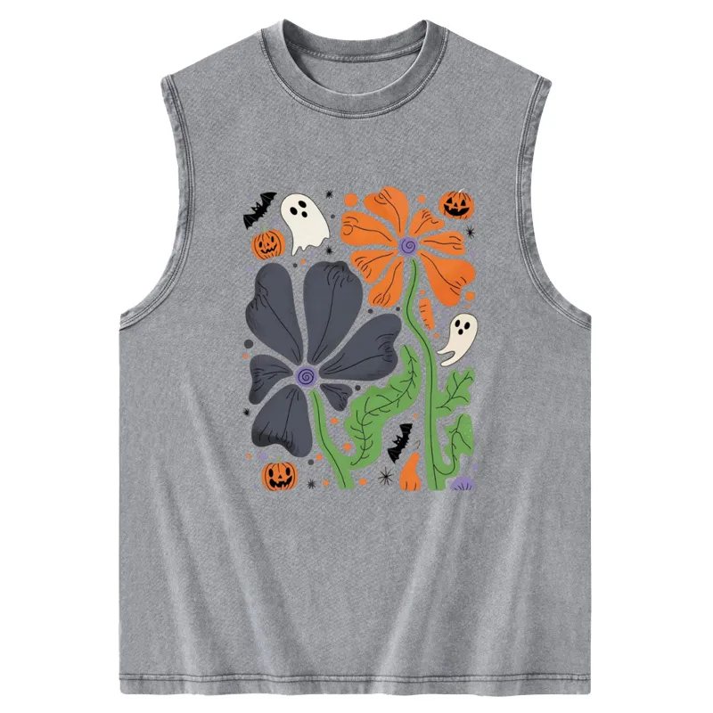 Vintage Funny Ghost Flower Washed Tank