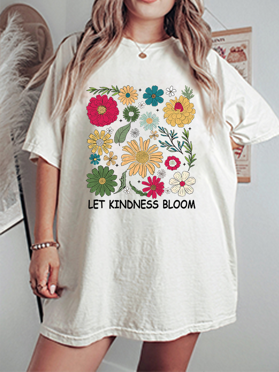 Vintage Floral Let Kindness Bloom Oversize Graphic Tee