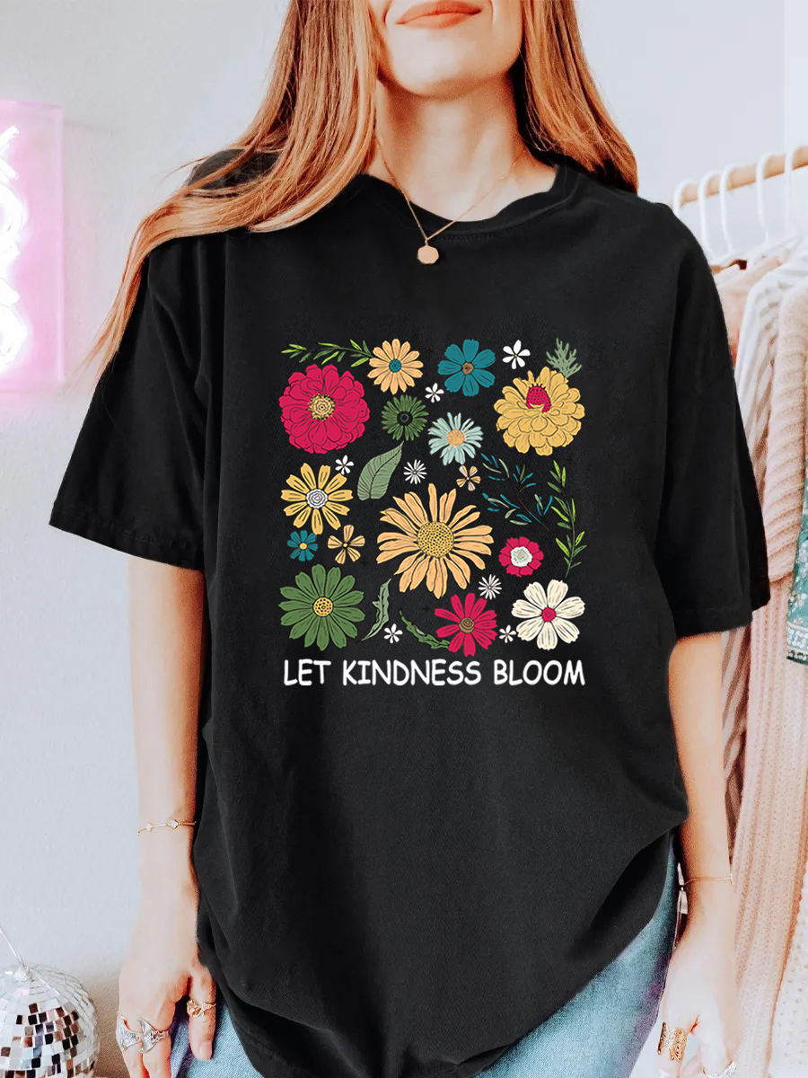 Vintage Floral Let Kindness Bloom Oversize Graphic Tee