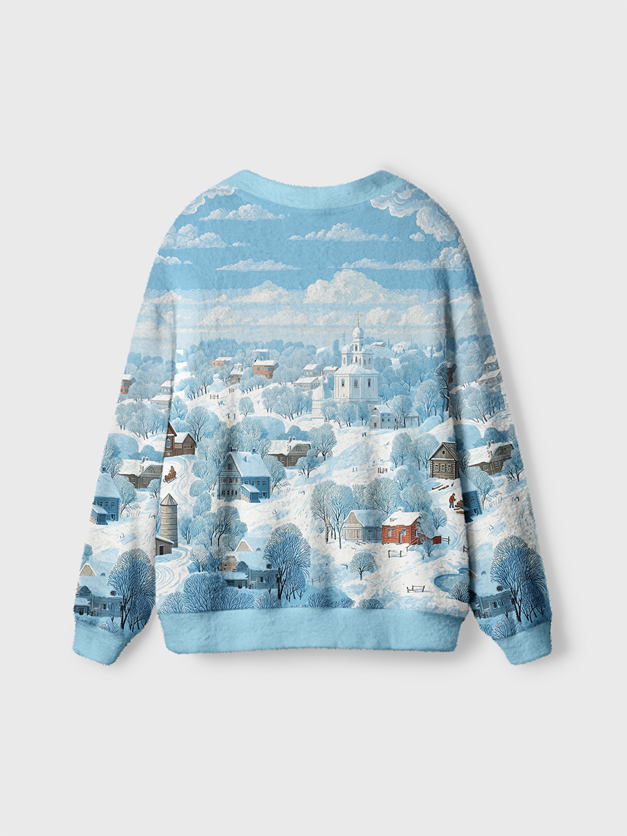 Vintage Peaceful Rural Winter Cardigan Sweaters
