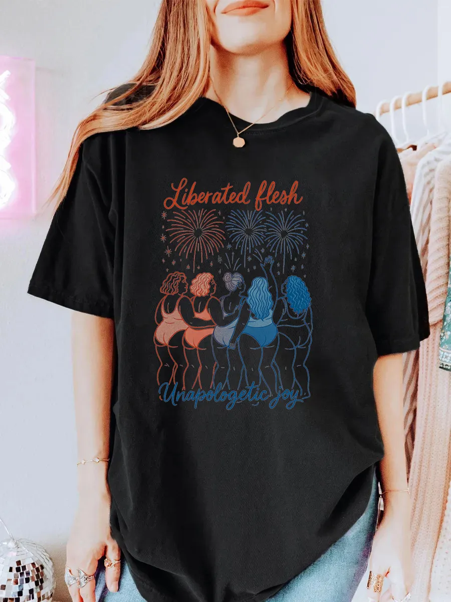 Vintage Liberated Flesh. Unapologetic Joy Oversize Graphic Tee