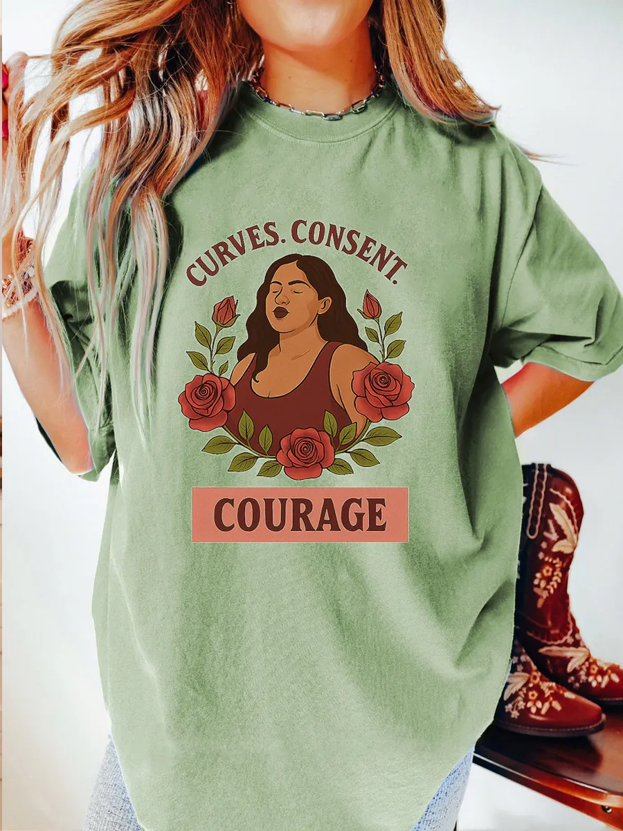 Vintage Curves Consent Courage Oversize Graphic Tee