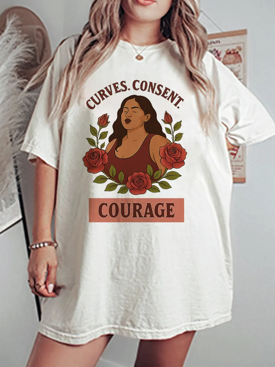 Vintage Curves Consent Courage Oversize Graphic Tee