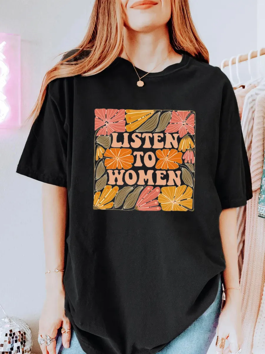 Vintage Listen To Women Oversize Graphic Tee