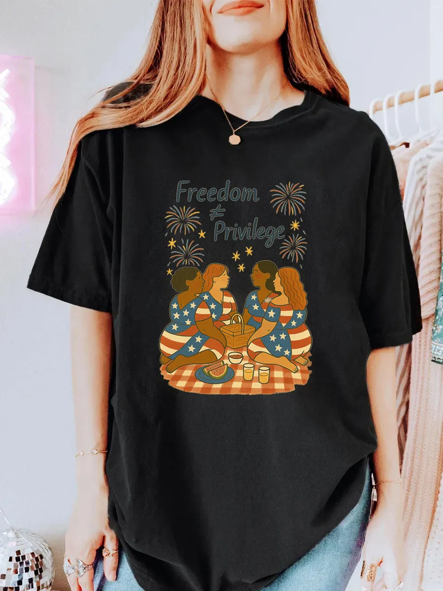 Vintage Freedom ≠ Privilege Oversize Graphic Tee