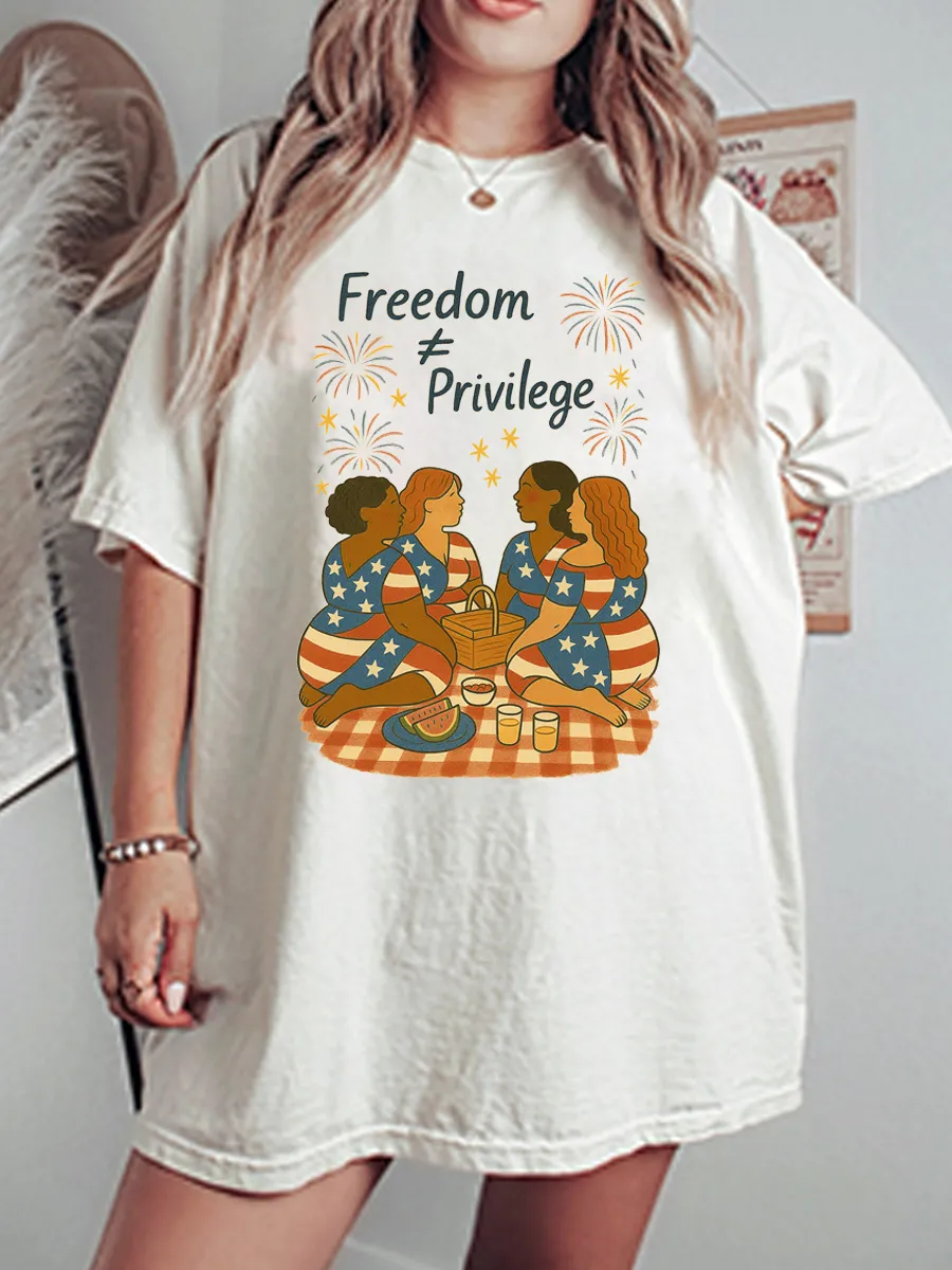 Vintage Freedom ≠ Privilege Oversize Graphic Tee