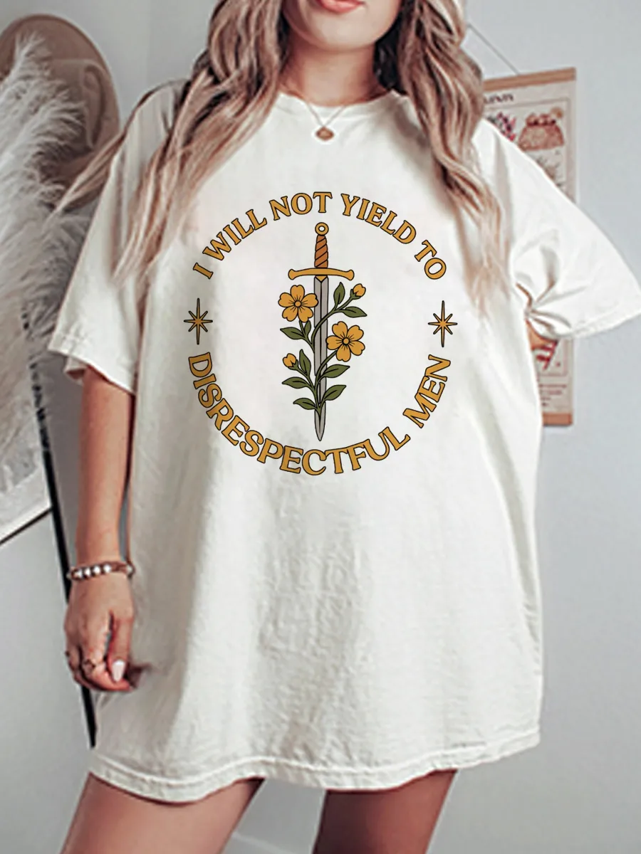 Vintage I Will Not Yield To Disrespectful Men Oversize Graphic Tee