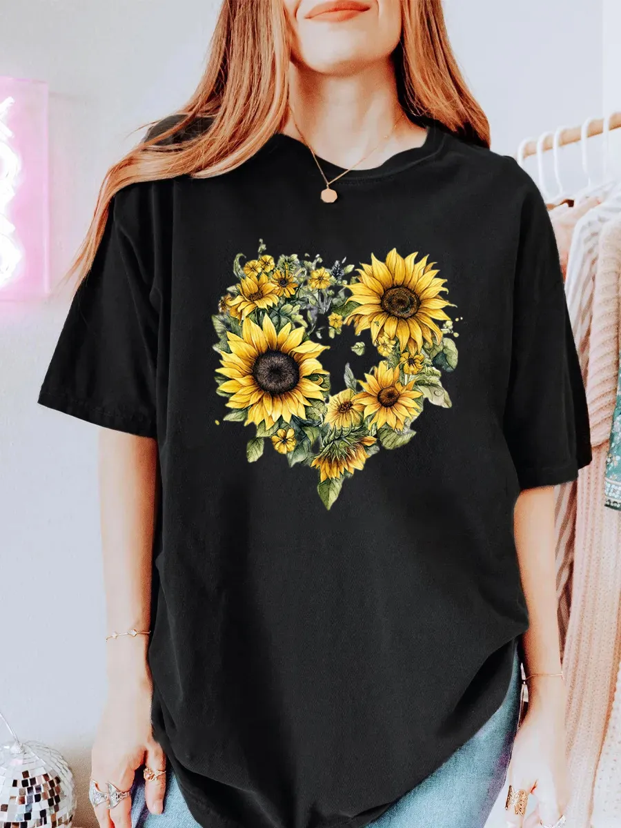 Vintage Sunflower Oversize Graphic Tee