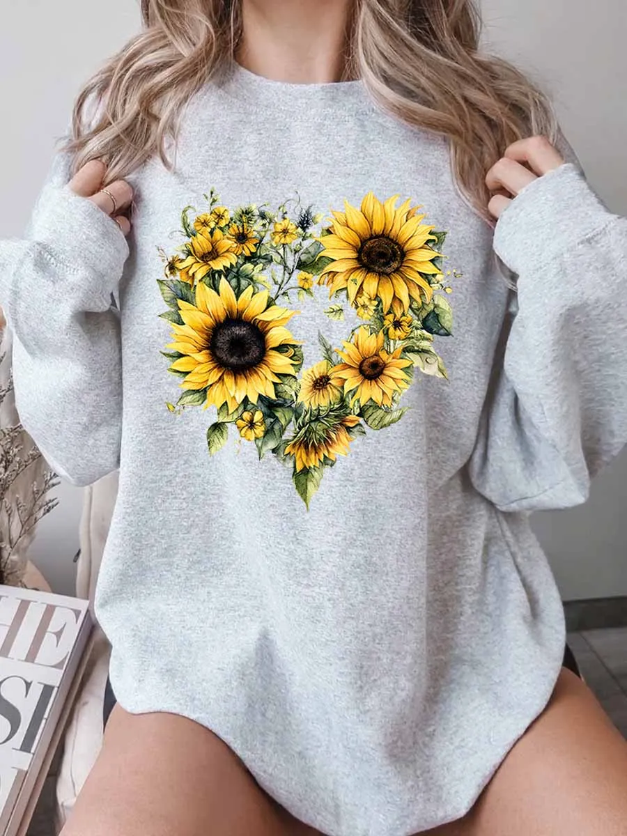 Vintage Sunflower Oversize Graphic Sweatshirt