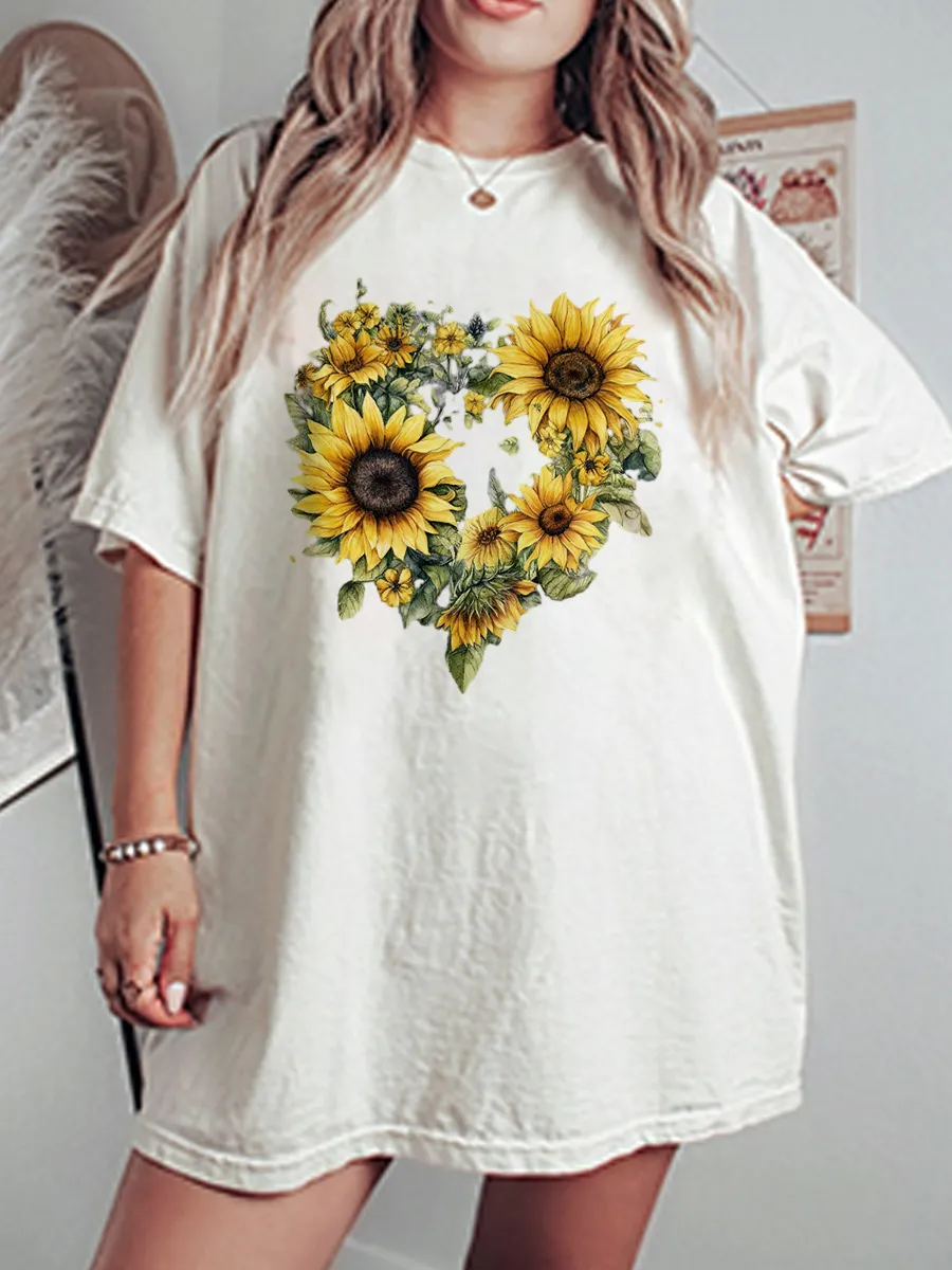 Vintage Sunflower Oversize Graphic Tee