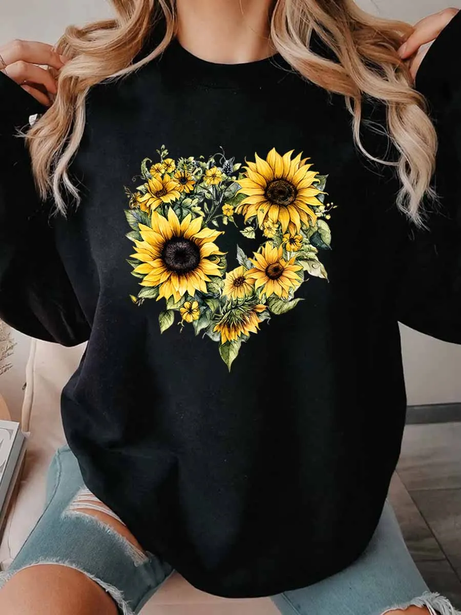 Vintage Sunflower Oversize Graphic Sweatshirt