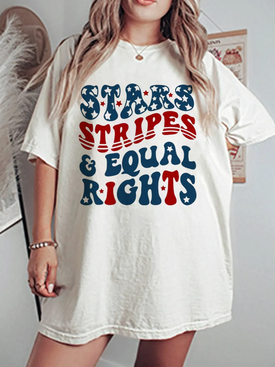 Vintage Stars Stripes And Equal Rights Oversize Graphic Tee