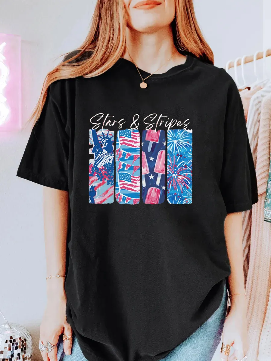 Vintage Preppy July 4Th Oversize Graphic Tee
