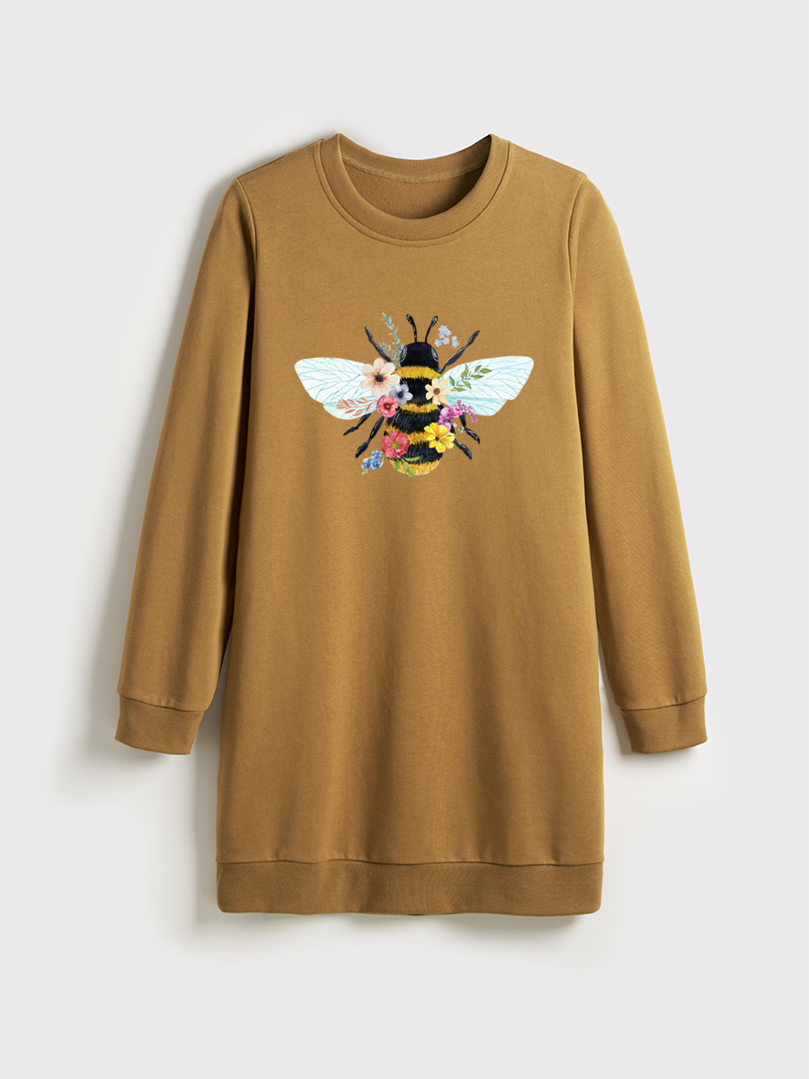 Bee Wildflower Crewneck Terry Sweatshirt Dress