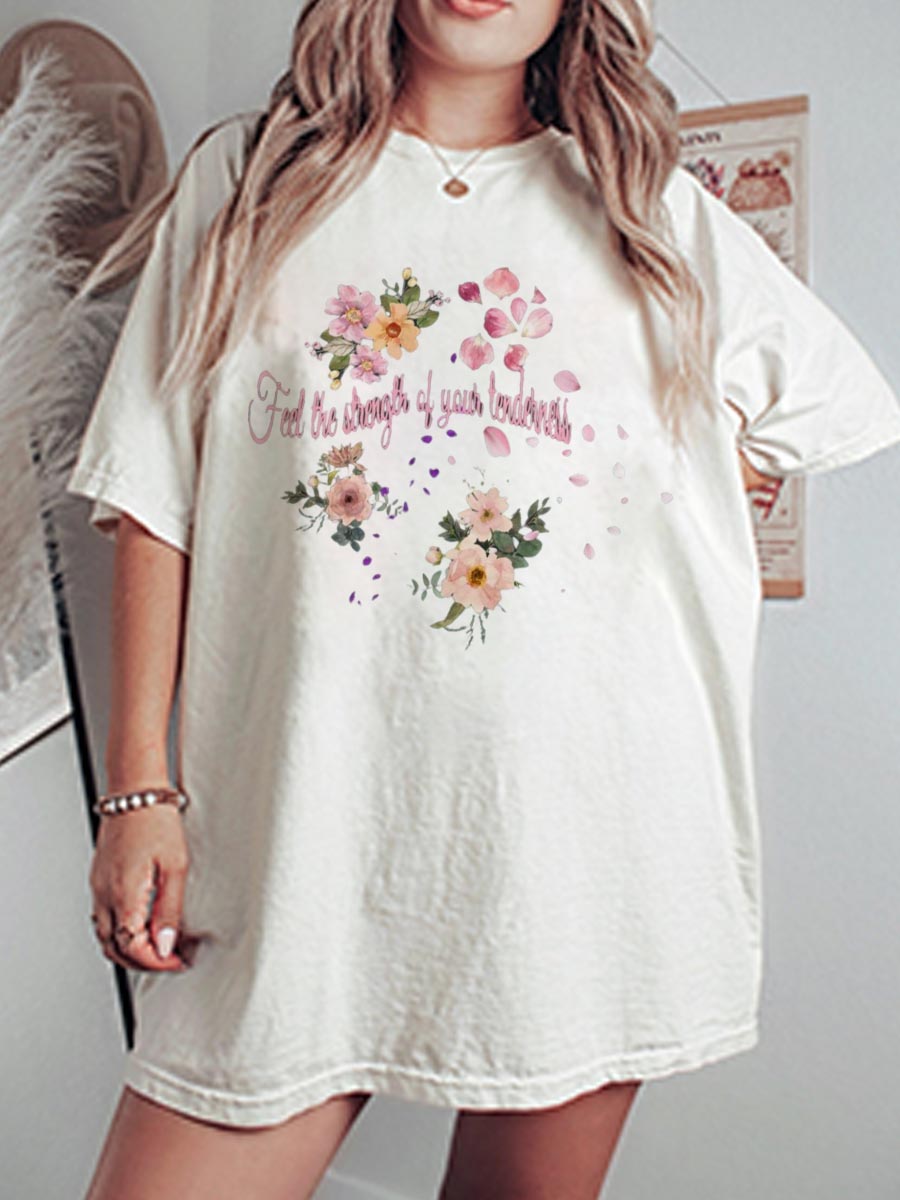 Vintage Feel The Strength Of Your Tenderness Oversize Graphic Tee