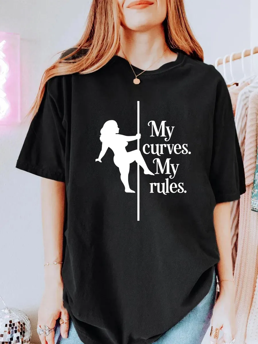Vintage My Curves My Rules Oversize Graphic Tee