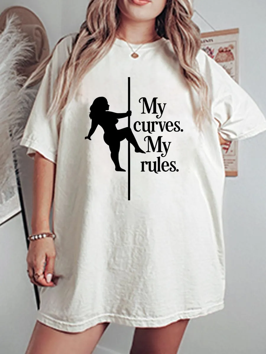 Vintage My Curves My Rules Oversize Graphic Tee